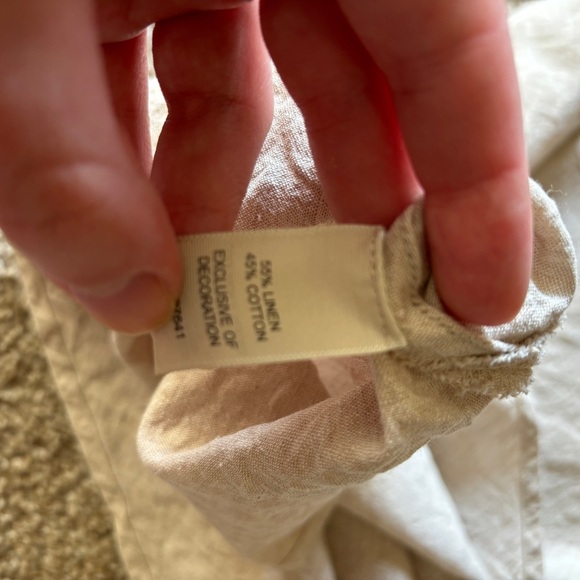 J Jill Small Tunic Blouse Linen Cotton Blend V‎ Neck Crochet Lace Beige Boho - Picture 4 of 7